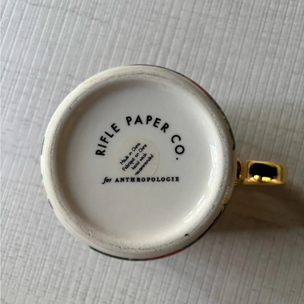 Anthropologie Floral Monogram Mug with Gold Accent - Picture 2 of 6
